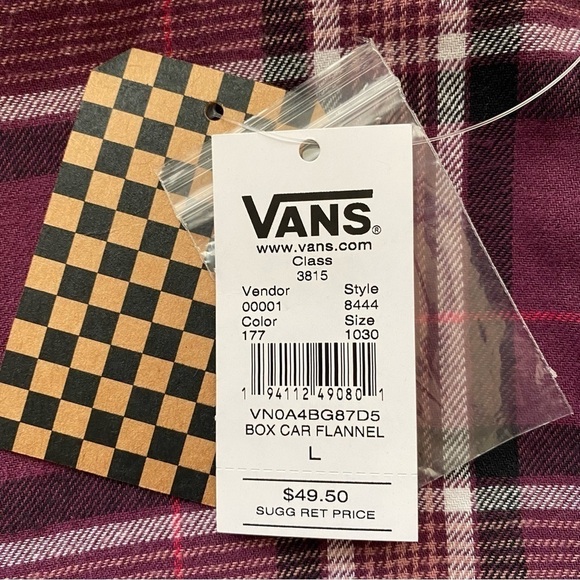 NWT Vans Box Car Flannel Button Up Top Large - Picture 5 of 6